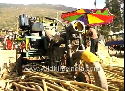 Bike-powered sugar-cane juicer - Only in India!