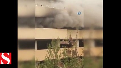 LPG deposu patlayan otomobil alev alev yandı