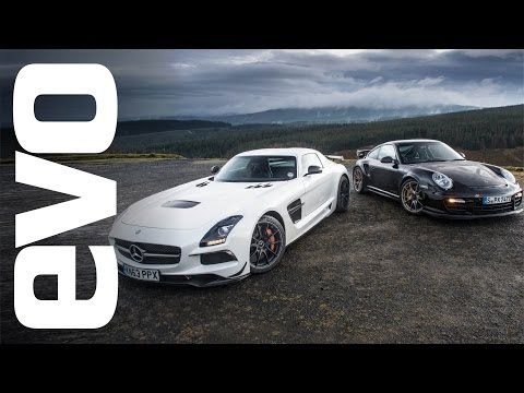Mercedes SLS AMG Black vs Porsche 997 GT2 RS | evo TRACK BATTLE