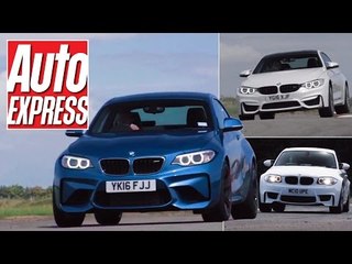 Video herunterladen: BMW M2 vs 1M Coupe vs M4 track battle: two-door M car triple test!