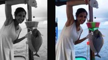 Shilpa Shetty gives EXPLIANATION to TROLLERS on her fishing in Maldives । FilmiB