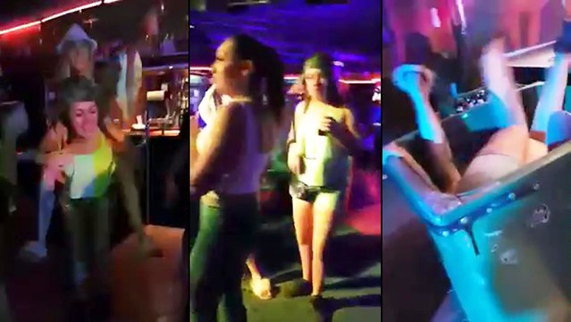 Deux filles bourrées tombent dans une poubelle