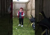 'Keep Your Eye on the Ball Noel!' - Little Boy Learns to Golf