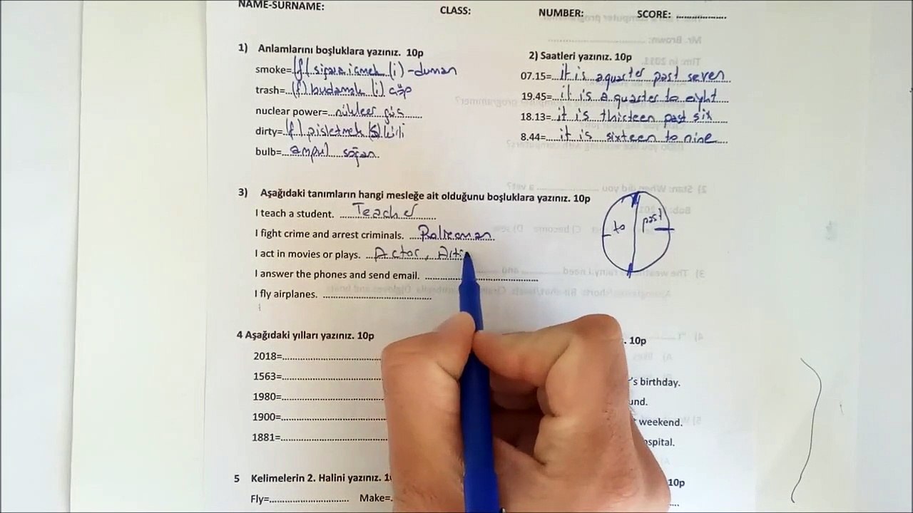 6. Sınıf İNGİLİZCE 2. Dönem 2. Yazılı Soruları ve Çözümü (%99 Çıkabilir  )