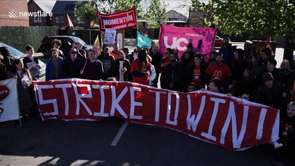 McDonald's workers strike for a £10-an-hour living wage