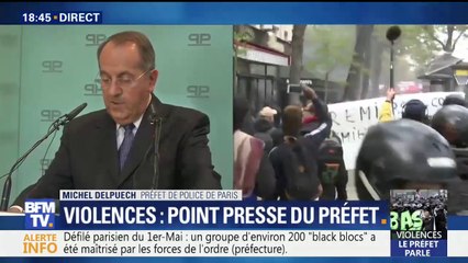 Download Video: Défilé parisien du 1er-Mai: le préfet de police annonce l'interpellation de 200 black blocs