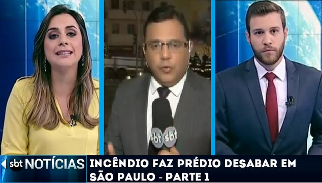 SBT Notícias (01/05/18) Incêndio faz Prédio Desabar em SP - Parte 1