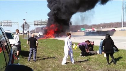 Download Video: Good Samaritan Helps Rescue Victim from Fiery Crash