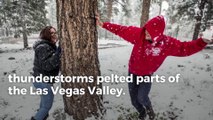 Mount Charleston sees rare May snowfall