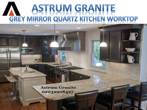 Best Grey Mirror Quartz Kitchen Worktops in London | Call Us 02032908427
