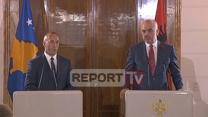 Report TV - Haradinaj në Tiranë, Rama: Do të shembim kufirin me Kosovën