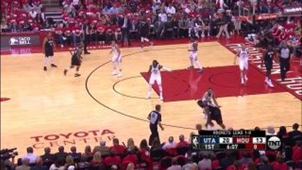 Clint Capela slams home the alley-oop in the first quarter