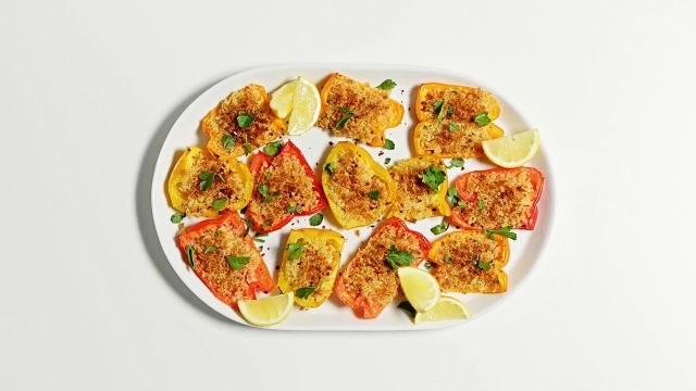 How to Make Roasted Red Peppers with Parm Breadcrumbs