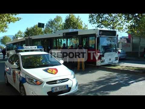 Report TV - Aksident në Tiranë,autobusi përplas për vdekje të moshuarën