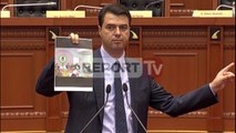 Report TV - Rama, Basha, Balla politikë në Parlament me foto kriminelësh