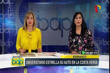 Barranco: auto choca estrepitosamente contra muro en la Costa Verde