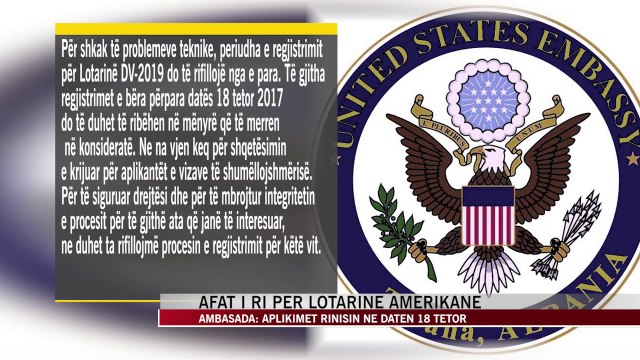 Anulohen aplikimet për lotarinë amerikane, nisin nga e para më 18 tetor - News, Lajme - Vizion Plus