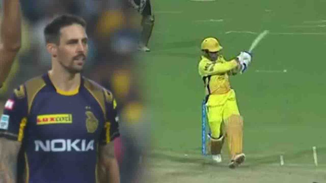 IPL 2018, CSK vs KKR : MS Dhoni hits Flat SIX on Mitchell Johnson Ball | वनइंडिया हिंदी