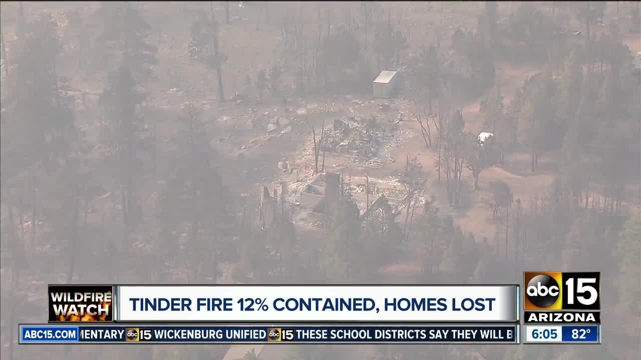Tinder fire 12 percent contained Thursday, more than 40 homes burned