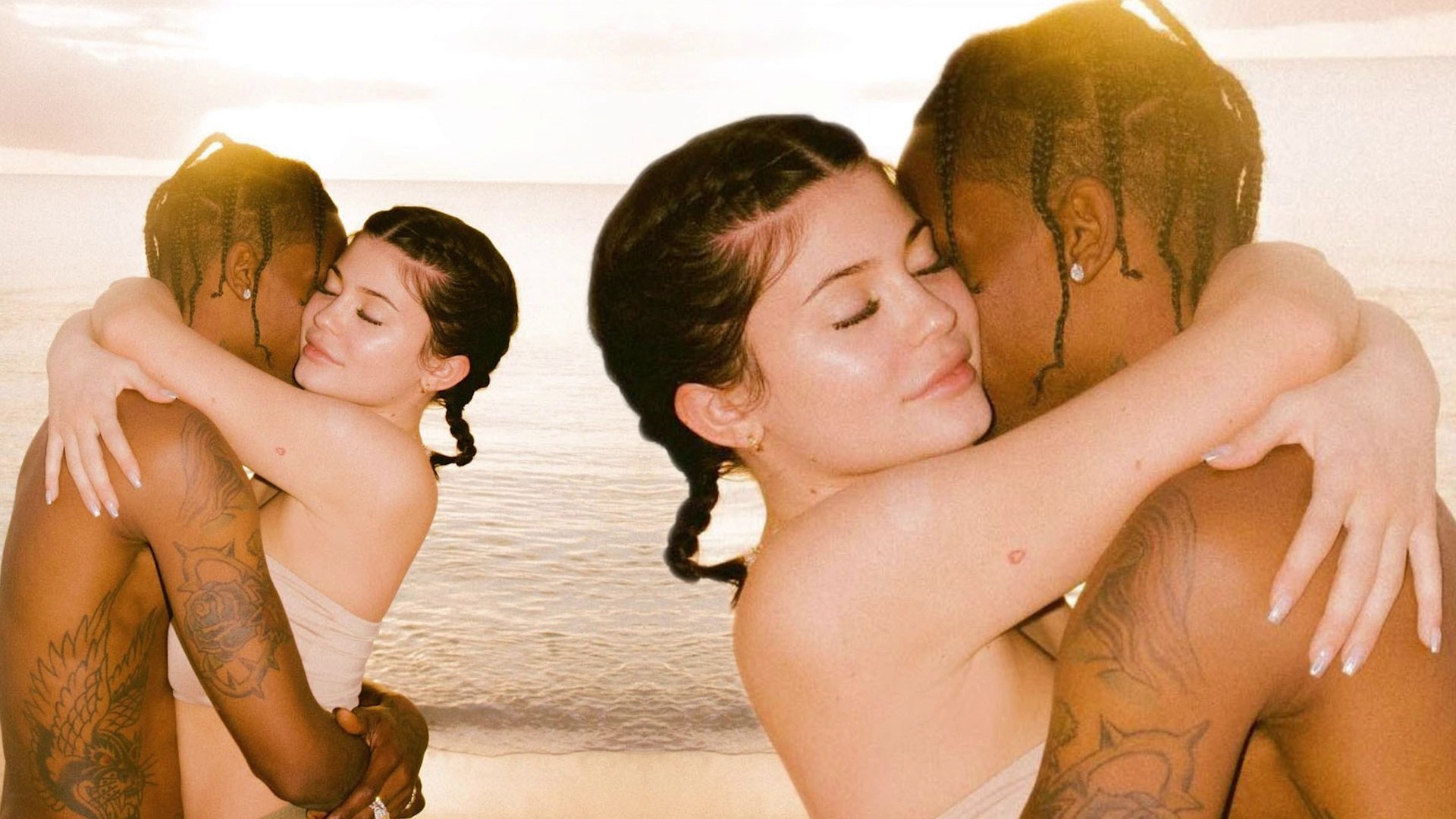 Kylie Jenner is in a state of bliss as baby daddy Travis Scott embraces her in rare couples photo.