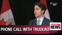 President Moon briefs Canada PM on inter-Korean summit
