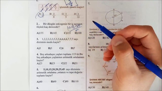 7. Sınıf MATEMATİK 2. Dönem 2. Yazılı Soruları ve Çözümü (%99 Çıkabilir )