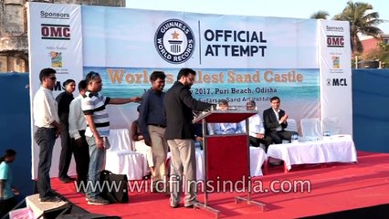 World's tallest sand castle, Puri Beach, Odisha