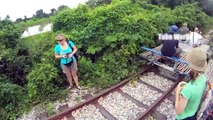 Primitive Bamboo Train In Cambodia