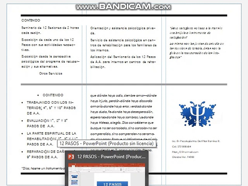 Tríptico Seminario Introducción a los 12 Pasos