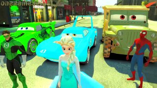 Disney cars Lightning McQueen Dinoco King 43 Sarge & Frozen Elsa Spider Man Green Lantern