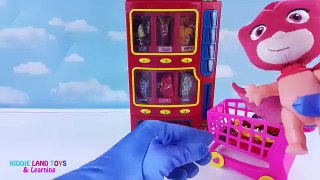 PJ Masks Baby Dolls, Owlette, Gekko, Romeo, and Catboy Vending Machine Candy and Toy Surprises