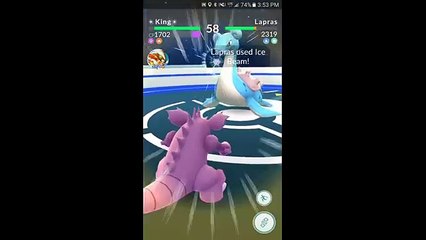 Pokémon GO Gym Battles Two Level 3 Gyms Nidoran♂ Nidorino Nidoking Lapras Poliwrath & more