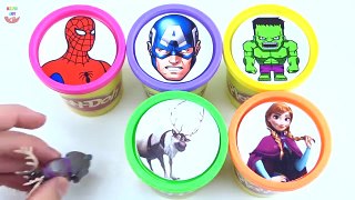 Play doh Frozen Cups Stacking Superhero Learn colors for children Family Finger