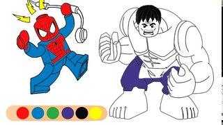 LEGO Hulk and Spiderman - Coloring Page - LETs COLOR