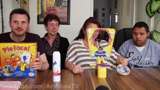 Family plays PIE FACE GAME
