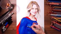 SuperGirl (Melissa Benoist) - Colored pencil speed drawing | drawholic