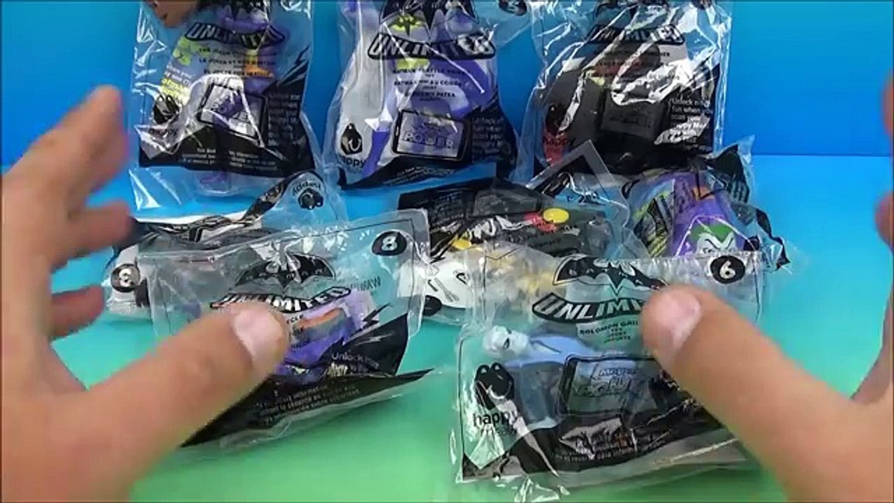new BATMAN UNLIMITED SET OF 8 McDONALDS HAPPY MEAL KIDS TOYS VIDEO REVIEW