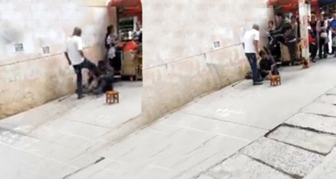 Dilenciyi Tokatlayan Adam Uçan Tekme Yedi, Hayatının Dersini Aldı