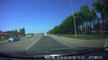Motorcycle Hits Car Head on to Avoid Pedestrians