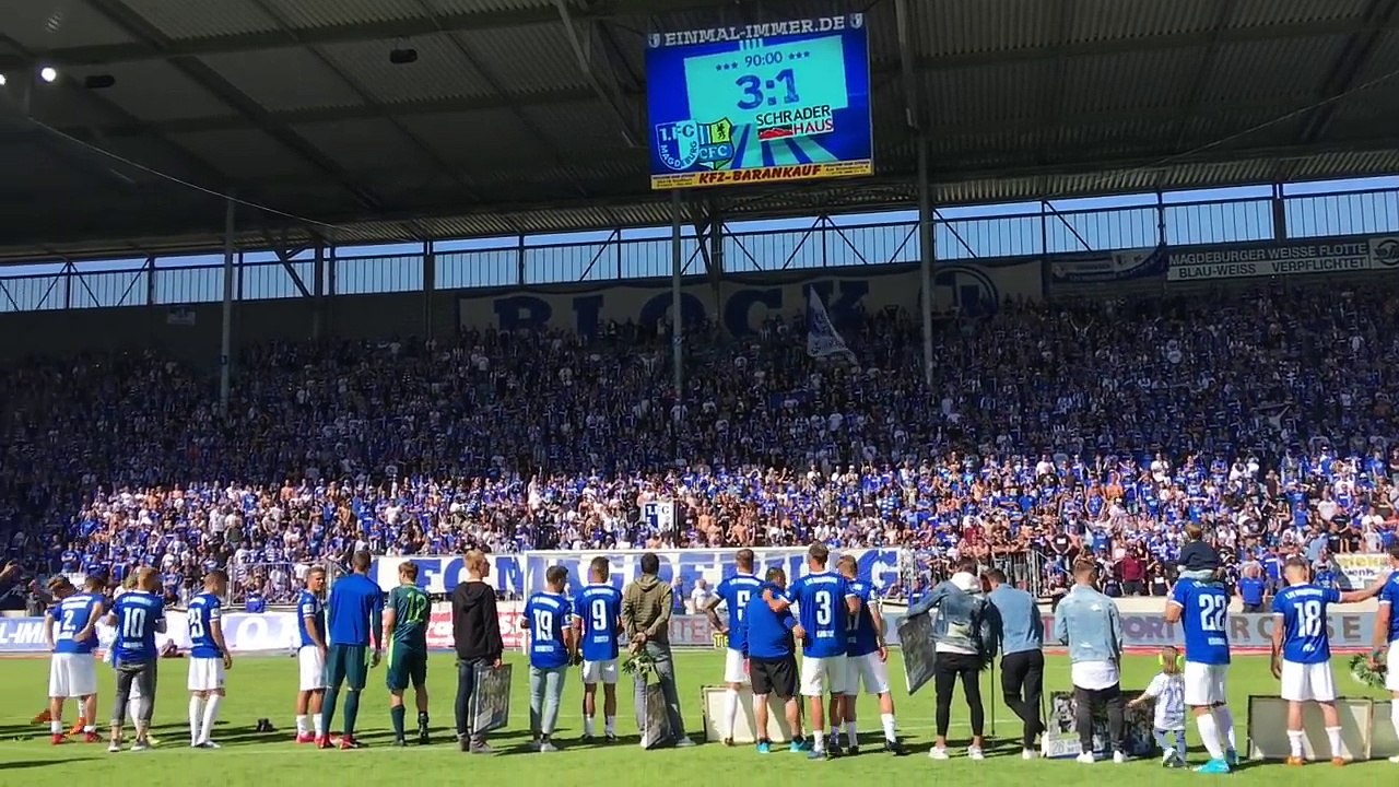 Stimmung nach dem Spiel 1. FC Magdeburg gegen Chemnitzer FC 3:1 (3:1)