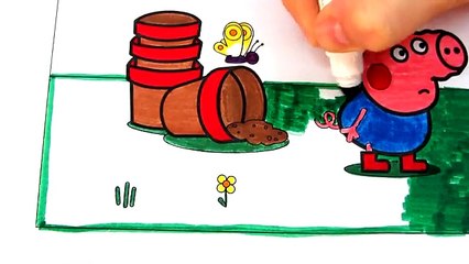 Video herunterladen: Peppa Pig George Pig Kids Fun Art Activities Coloring Book Pages For Children with Colored Markers