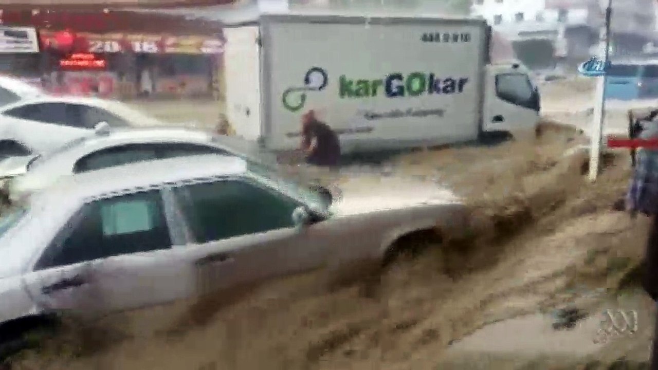 Turkey floods_ Cars swept downstream as heavy rainfall hits Ankara