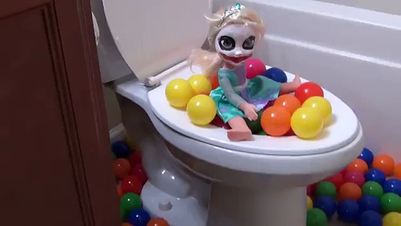 BAD BABY JOKER GIRL PRANK IN REAL LIFE !! POO Colored Balls w/ NERF Spiderman vs Joker, Elsa