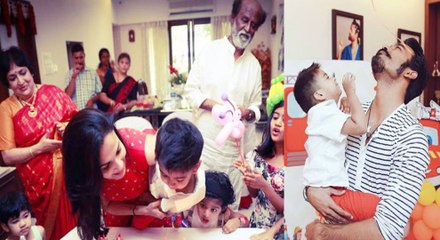 ரஜினி பேரன் பிறந்தநாள் கொண்டாட்டத்தில் அனிருத், தனுஷ்- வீடியோ