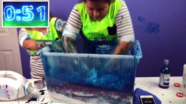 Making 5 Gallons of Slime in 5 minutes- 5 Gallons of Slime in 5 Minutes Challenge