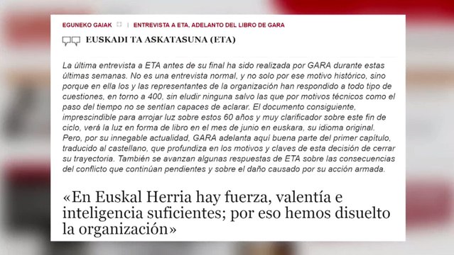 ETA asume no haber logrado sus objetivos y vuelve a clasificar a las víctimas