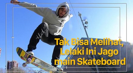 Insipiratif! Aksi Pemuda Tuna Netra di Atas Skateboard