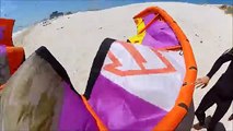 The death rolling kite. Kitesurfing Launch and looping kite out of control. Kite Crash