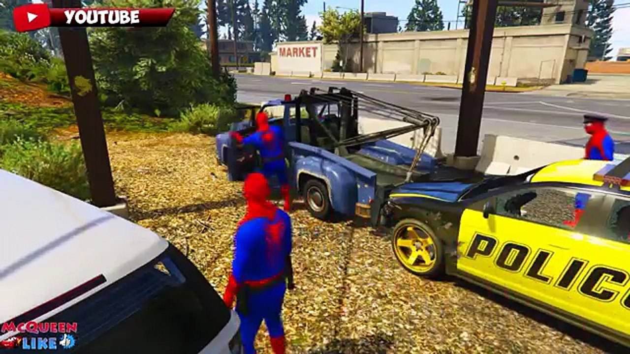 #SPIDERMAN POLICE cartoon, Color Kids Cars! Police brothers patrool + FUN Nursery Rhymes kids songs