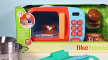 Just Like Home Microwave Oven Toy // Kitchen Set & Cooking Playset For Kids // Play w Toy Food